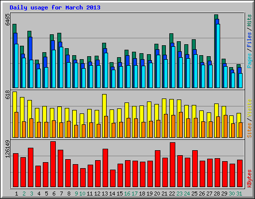 Daily usage for March 2013