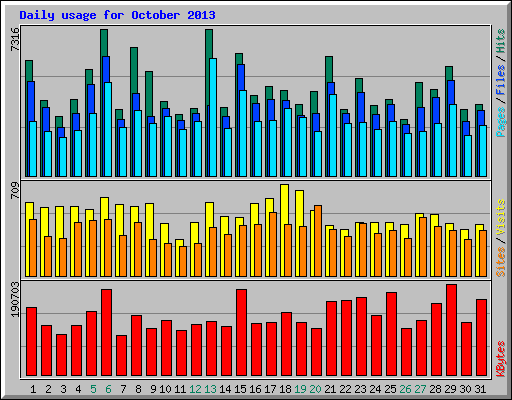 Daily usage for October 2013