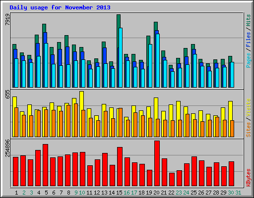 Daily usage for November 2013